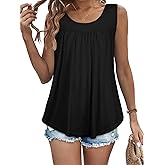 Womens Tank Tops Summer Sleeveless Blouse Crewneck Casual Loose Fit Tunic Shirt