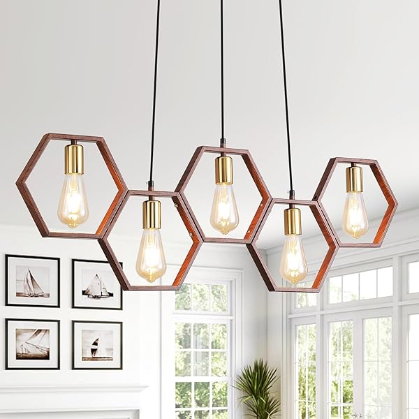 FANG YAN MEI FARMHOUSE KITCHEN ISLAND LIGHT FIXTURES,5-LIGHT DINING ROOM LIGHT FIXTURES OVER TABLE, INDUSTRIAL PENDANT LIGHTS LINEAR CHANDELIERS FOR DINING ROOM KITCHEN ISLAND