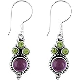 DEVMUKTI Stylish 925 Sterling Silver Earrings | Blue Topaz & Black Spinel Stone | Hand Crafted Gemstone Jewelry | Elegant Design | Healing Crystals | Ideal Gift for Her