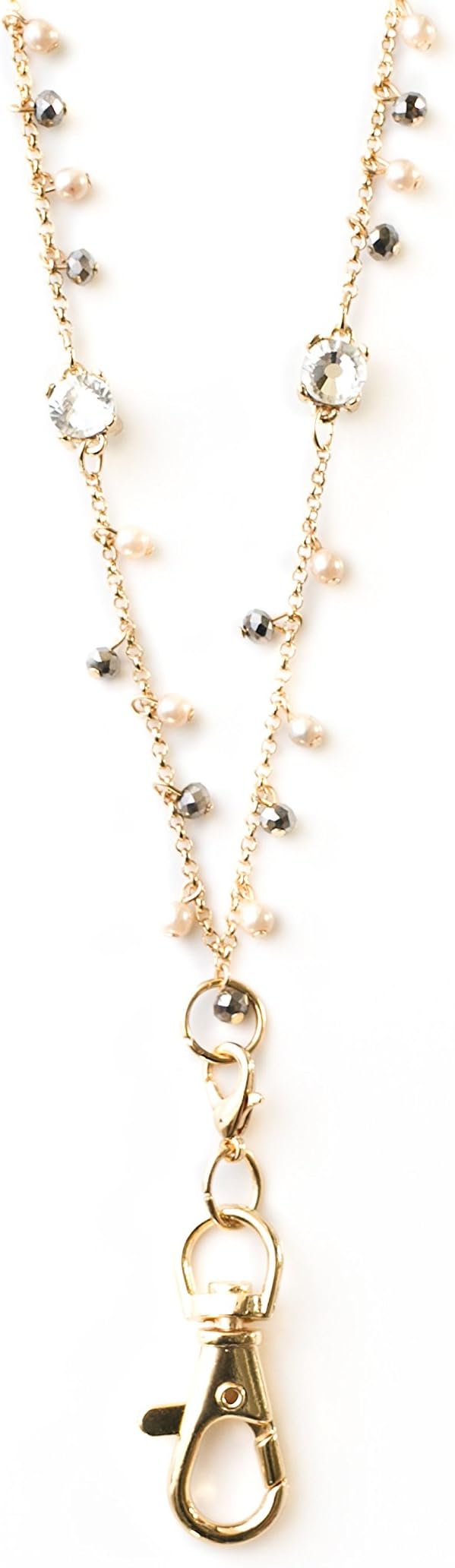 Susanne Pearlized Crystal Dangle Lanyard Necklace (Gold)