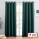 PONY DANCE Blackout Curtain 52x84 Dark Green Thermal Eyelet Panel view 2