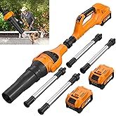 Roof Gutter Cleaning from The Ground, 40V Leaf Blowers Cordless, 580CFM/180MPH with 2 Batteries and Charger, Brushless 2-Speed Motor for Gutter Cleaning Extension Attachment Kit for Garden,House
