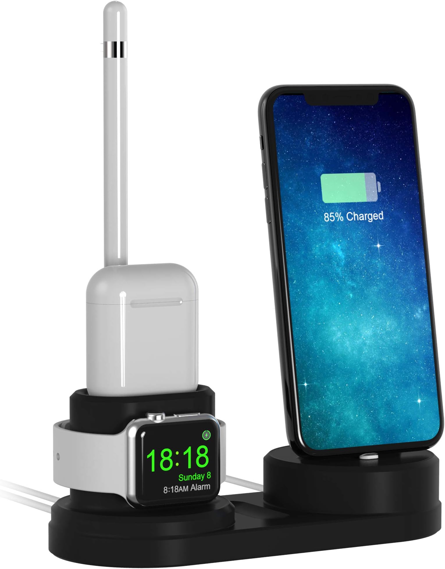Charging Station Stand Compatible for Apple Watch and Nike+,not Charger (Black)