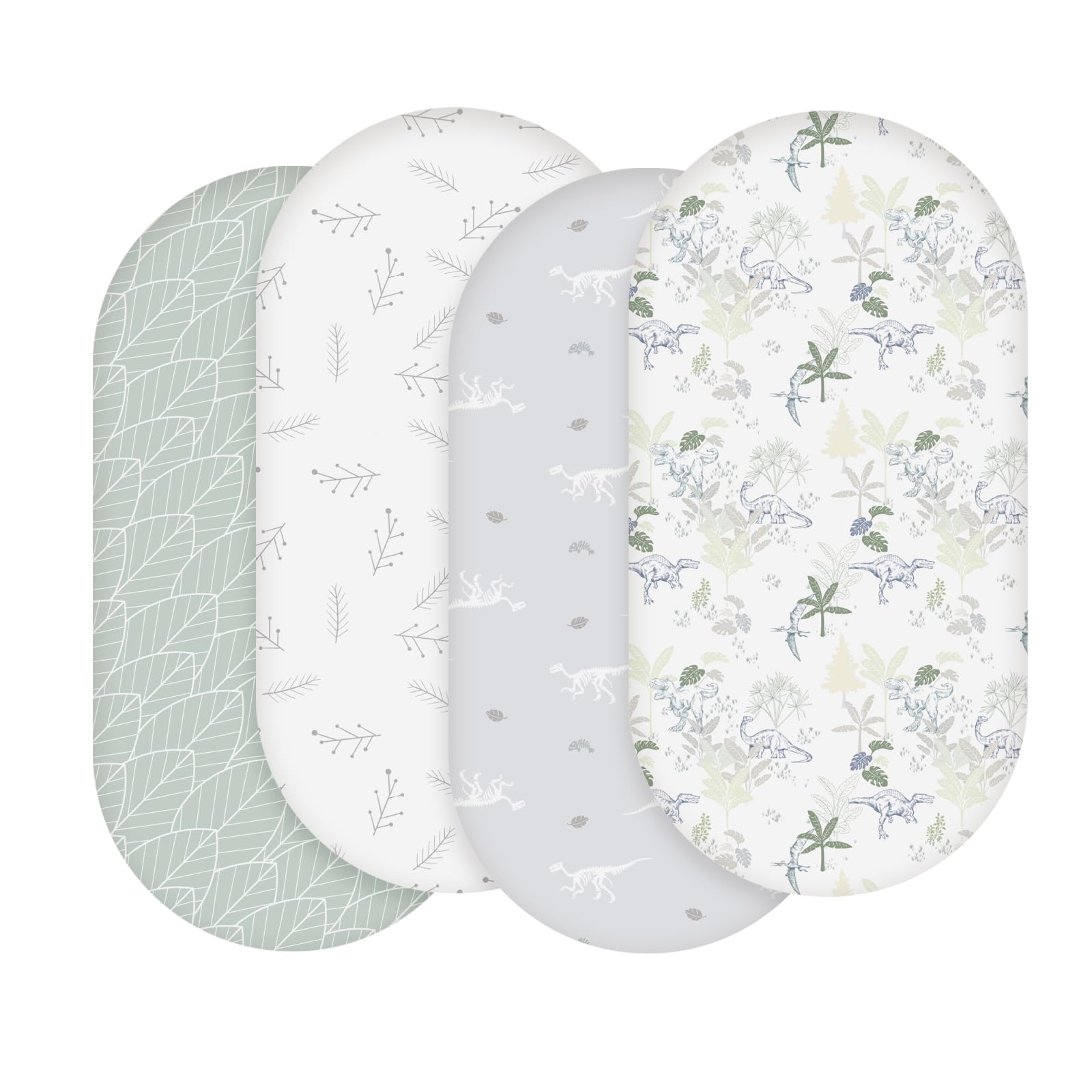 Moses Basket Sheets 82 * 41cm, Baby Bassinet Sheets Pram Sheet Fitted for Boy and Girl, Crib Fitted Sheets Oeko-tex100 Fit for Oval, Hourglass & Rectangle Bassinet 4 Packs Multicolors