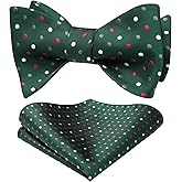 HISDERN Bow Ties for Men Polka Dot Selftie Bowtie and Pocket Square Classic Business Tuxedo Wedding Bowties Handkerchief