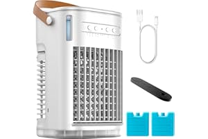 FLOWBREEZE Portable Air Conditioners AC w/Remote, Mini Air Conditioner, 1.2L Water Tank & Ice Box & 2 Sprays, USB Charging, 7H Auto-off, Evaporative Air Cooler With 3Speeds, Desktop Personal Fan For HomeOutdoors