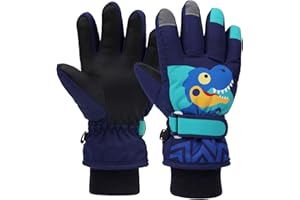 QKURT Kids Snow Gloves, Winter Warm Windproof Ski Mittens Girls Boys Cold Weather Mittens for 2~13 Years Old Kids