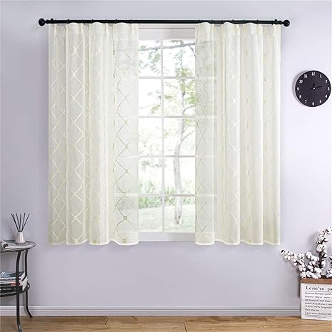 Amazon Topfinel レースカーテン Uvカット 半遮像 遮熱 断熱 省エネ 北欧 おしゃれ 可愛い 洗える 幅100cm 丈135cm 2枚組 ベージュ レースカーテン オンライン通販