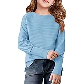 Haloumoning Girls Fall Sweater Kids Fashion Long Sleeve Ribbed Knit Split Pullover Tops 5-14Y
