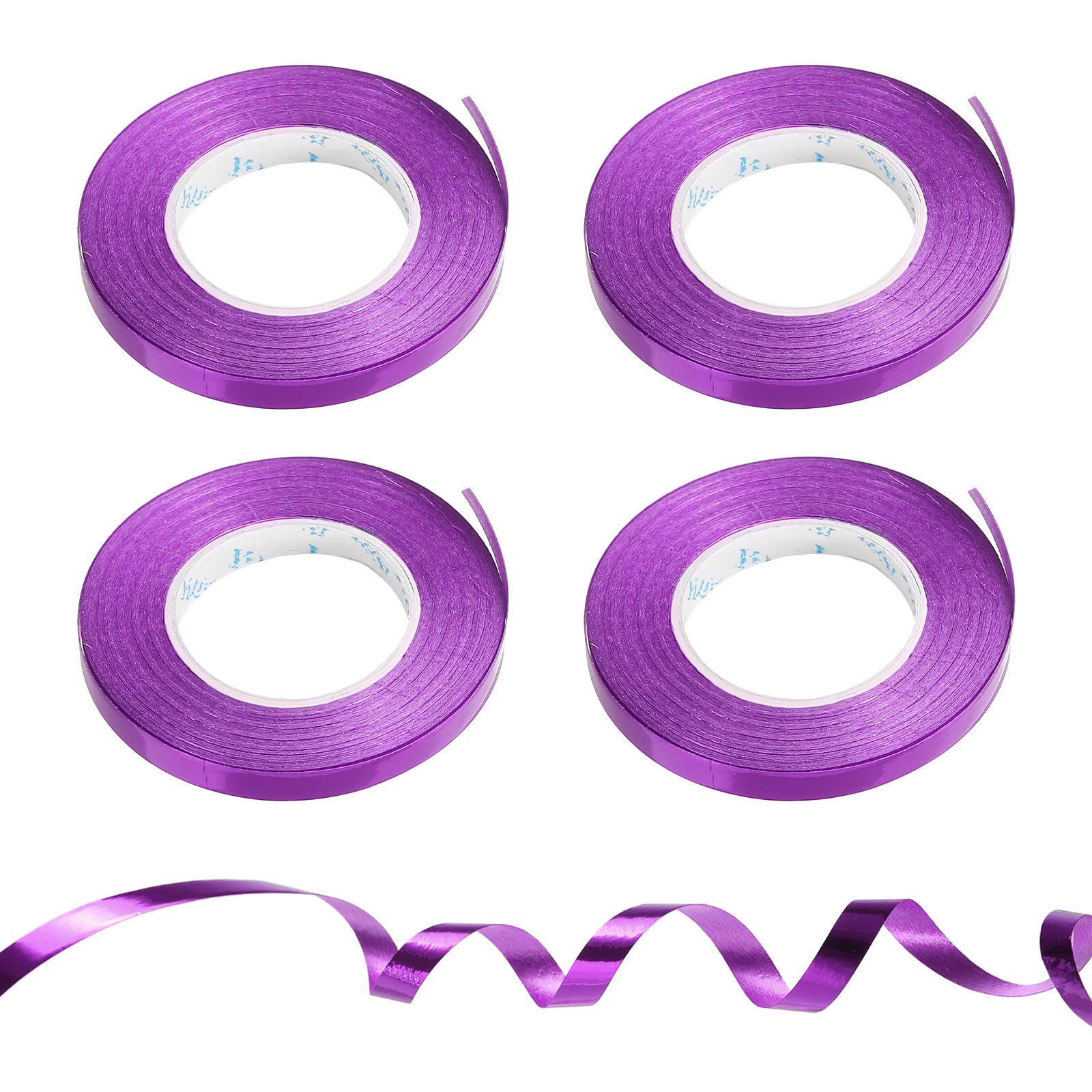 PATIKIL 4pcs Curling Ribbon Crimped Balloon String Shiny Metallic 5mm 10m Iridescent for Party Decoration Gift Wrapping Crafts Purple — image 1