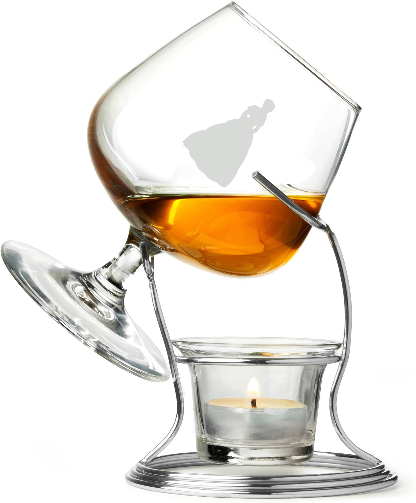 Beauty and The Beast -Belle Cognac & Brandy Warmer etched glass. Includes Brandy Glass, Brandy Warmer Stand, Tealight & Tealight Holder. Balloon Glass, Snifter Glass for Brandy, Cognac, Armagnac or Calvados