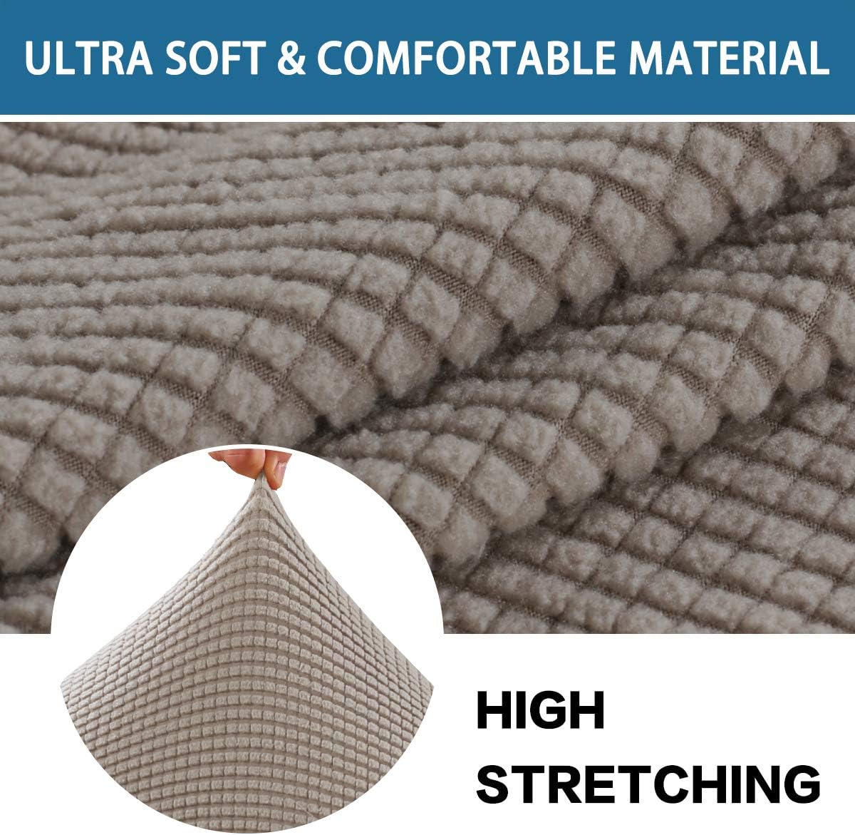 BellaHills Stretch Sofa Seat Cushion Cover Sofa Couch Cushion Furniture Protector Sofa Slipcover with Elastic Bottom Spandex Jacquard Fabric Small Checks(2 Pieces - Image 3