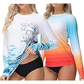 VAYAGER Womens Rash Guard UPF 50+ Swim Shirts Long Sleeve Quick Dry Water Beach Surfing Swimming Tops with Thumb Hole