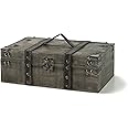 Soul & Lane Winchester Wooden Keepsake Box with 2 Fixed Compartments - 14.2" x 8.3" x 4.7", Decorative Vintage Wood Suitcase, Old Fashioned Storage Chest Trunk with Hinged Lid