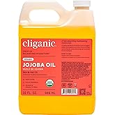 Cliganic Organic Jojoba Oil Bulk 32oz, 100% Pure, Natural Cold Pressed Unrefined Hexane Free Oil for Hair & Face