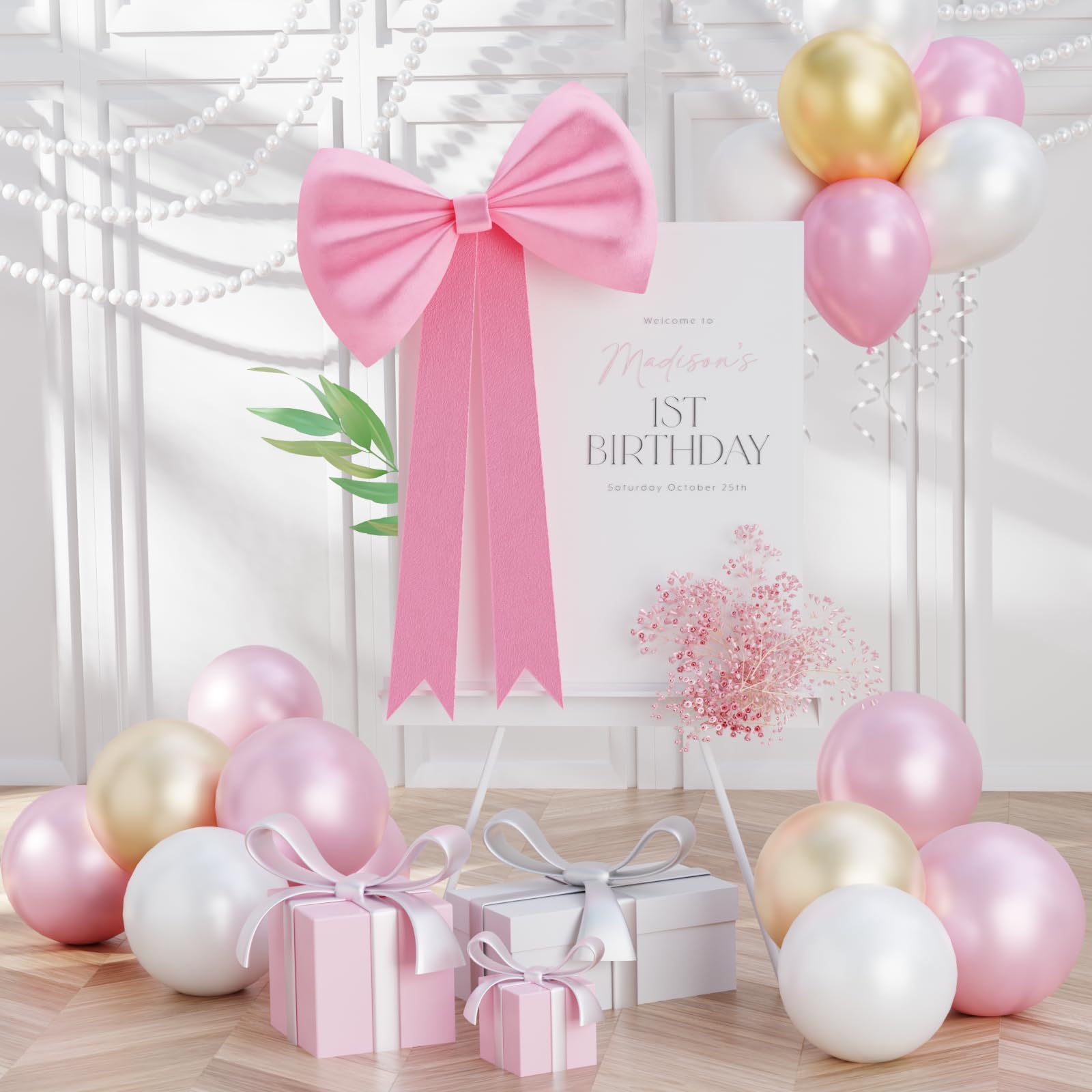 Photo 1 of imprsv Pink Bow Coquette Birthday Decorations: 20Inch Coquette Room Decor Wall Door Large Bow Themed Party Decorations for Grils Wedding Engagement Bridal Bachelorette Babyshower Christmas Decoration