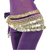 MUNAFIE Belly Dance Hip Scarf Belly Dancing Multi-Row Coin Noisy Belt Skirt