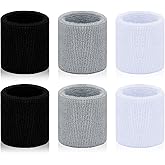 toresper 6 Pack Sweatbands Sports Wristband for Men & Women, Breathable Wrist Band Absorbent Sweat Band for Tennis, Basketball, Running, Gym, Working Out