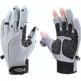 Riverruns Flexible Fishing Gloves Fleece Lining Windproof Ice Fishing Gloves Water-Repellent Touchscreen 3 Cut Fingers