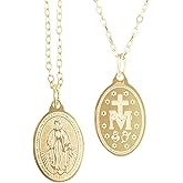 Miraculous Medal - Virgin Mary Necklace - Catholic Family Owned Brand - Made in USA - 16 Inch Stainless Steel Chain - Tarnish Free Gold Jewelry - Necklaces for Women