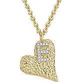 Dremmy Studios 14K Gold Plated Initial Necklaces for Women - Dainty CZ Gold Necklace Personalized Letter Heart Pendant Gift for Her, Special Design Gold Jewelry for Women