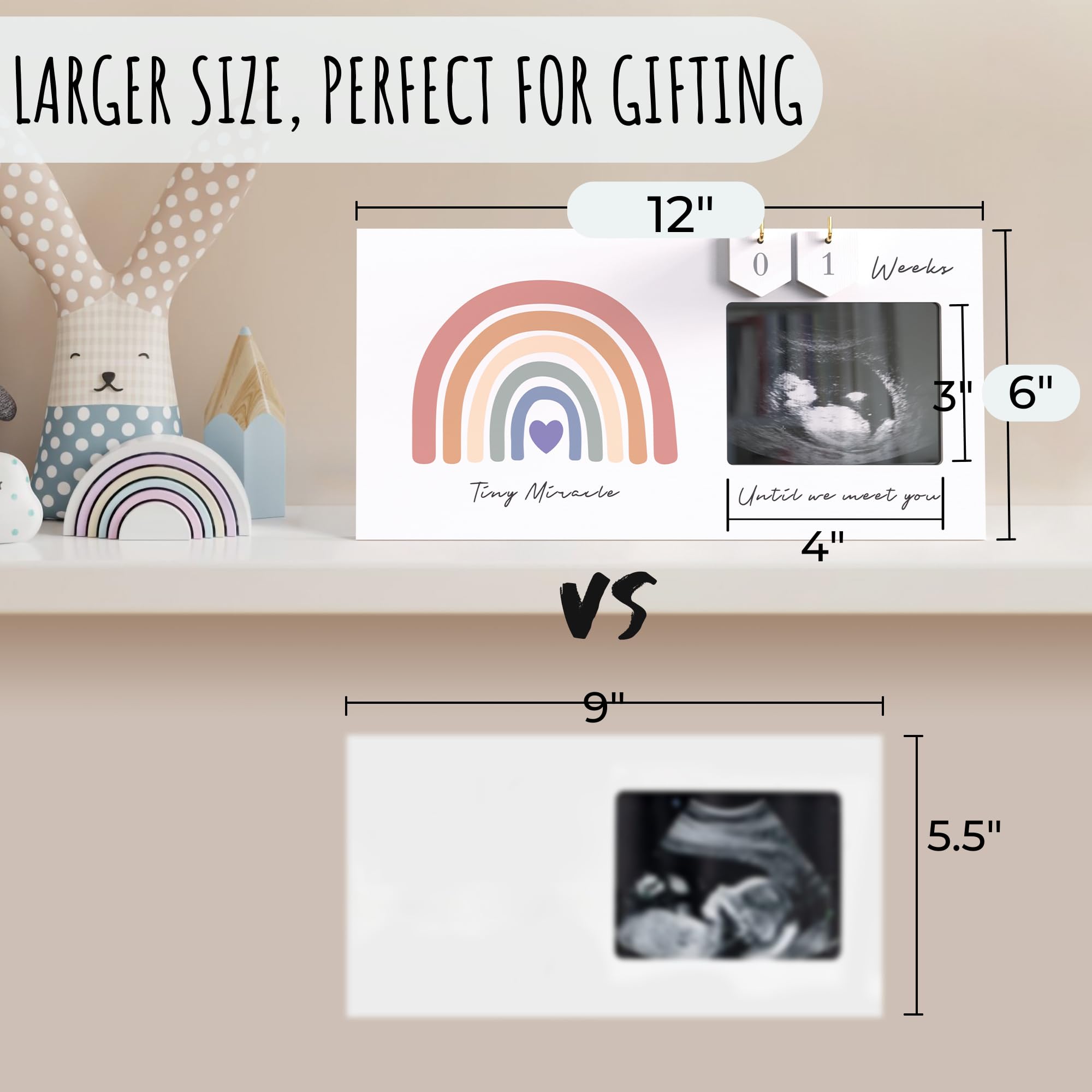 Rainbow Baby Sonogram Picture Frame Countdown Weeks, Pregnancy Announcement Ideas, 4