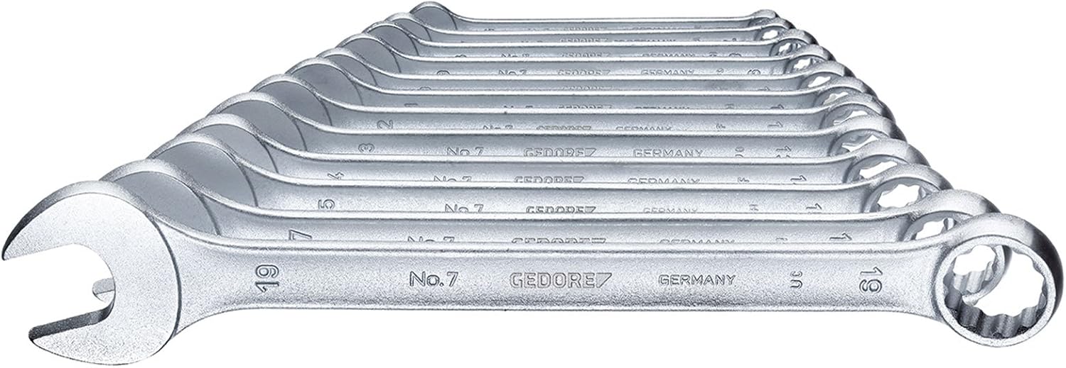 GEDORE 12-pc. Combination spanner set, AF 6-19 mm, 15° angled, Bi-hex, UD profile, Spanner set, 7-0112, Colour:, 6 - 19 mm