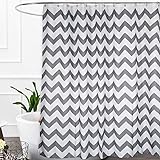 Haperlare Chevron Shower Curtain, Water Repellent Fabric Shower Curtain for Bathroom, Striped Shower Curtain with Rustproof Grommets, 72" x 72", Grey and White