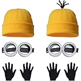 ZKRYHB 6PCS Costume Accessories Set Yellow Beanie Knit Hat Vintage Goggles Glasses Black Gloves for Halloween Cosplay