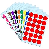 1200 Pack, 1" Round Colored Dot Stickers Labels - 10 Assorted Colors