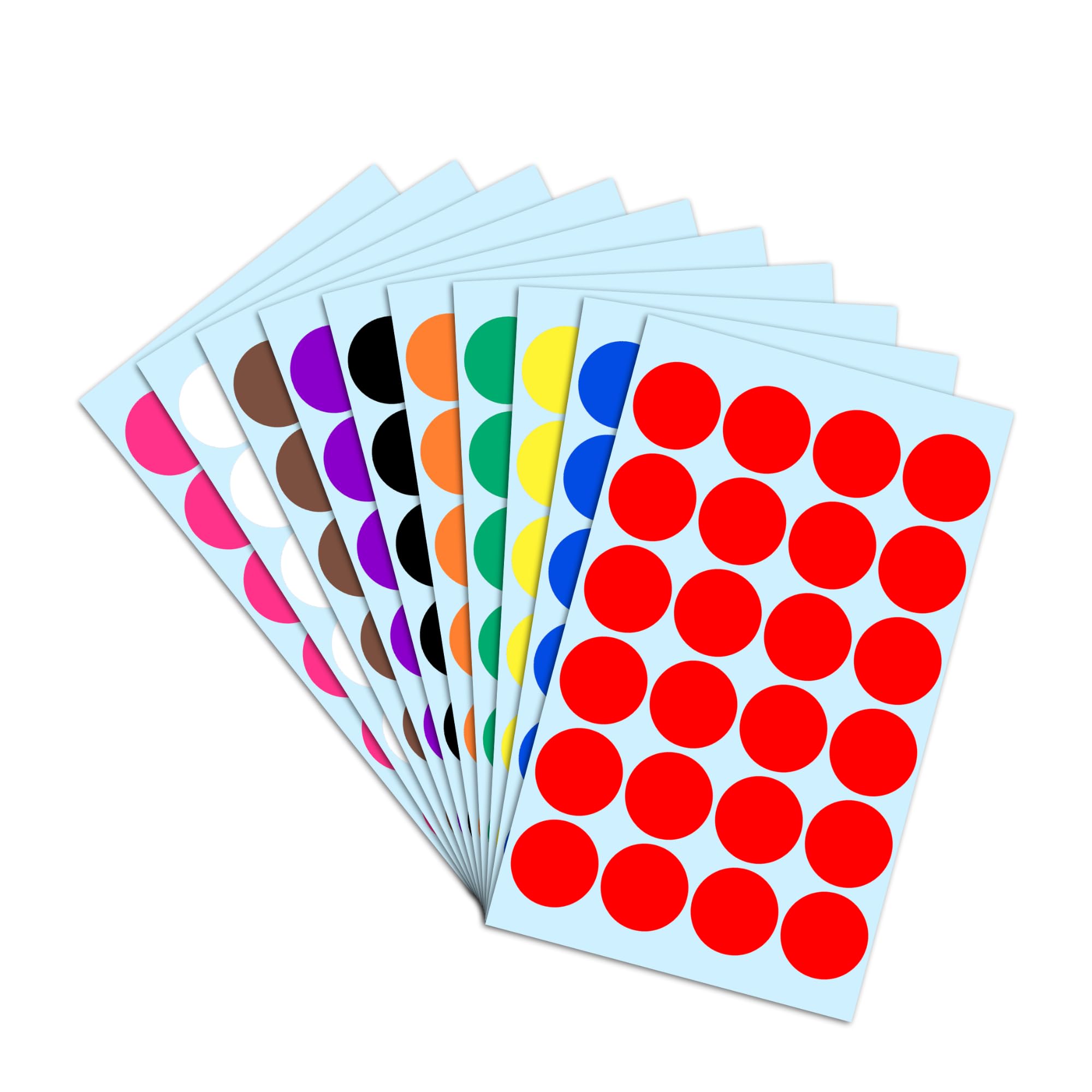 1200 Pieces - 25mm Coloured Round Dot Circle Stickers Labels, 10 Colours