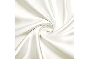 VACVELT Charmeuse Satin Fabric by The Yard, 60 Inch Wide Ivory White Satin Fabric Shiny & Soft Cloth Fabric, Silky Satin Fabric for Bridal Dress, Wedding Decorations, Crafts, Sewing, Draping (1 Yard)