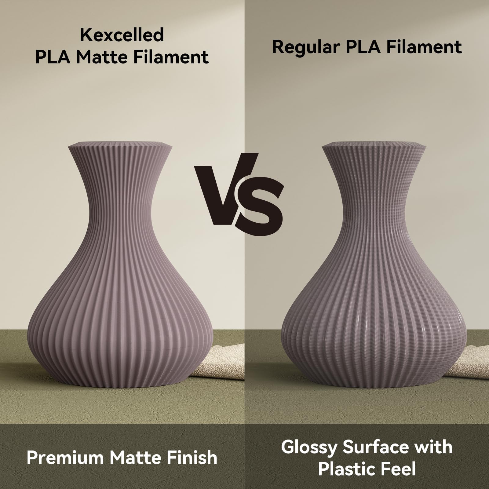 kexcelled PLA Matte Kirschrot Filament 1,75mm +/-0,03mm, Matt Textur Finish Farbe, Ästhetische Materialien für FDM 3D Druck, 1kg Rolle Spule 3