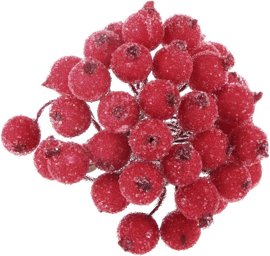 MagiDeal Unknown 200 Pieces Mini Christmas Decoration Artificial Berries Rot, 1cm - Image 4