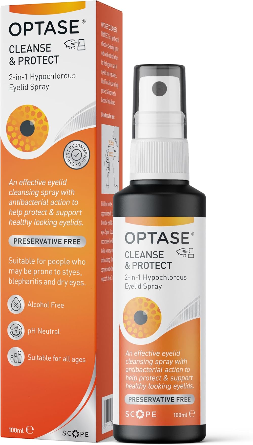 Optase Cleanse & Protect 2-in-1 Hypochlorous Eyelid Spray 250 Sprays