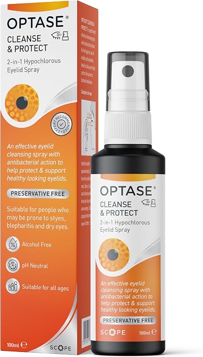 Optase Cleanse & Protect 2-in-1 Hypochlorous Eyelid Spray 250 Sprays