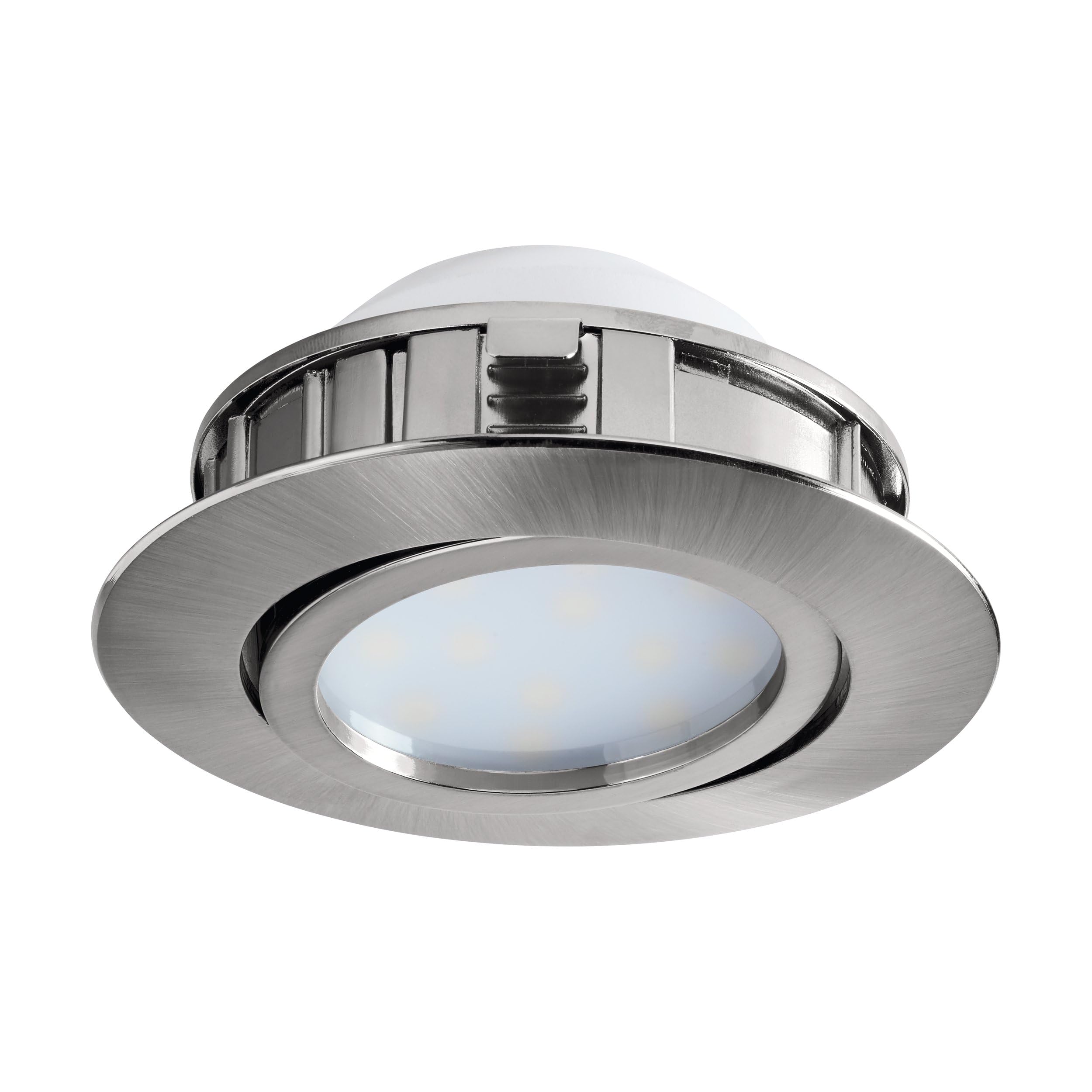 EGLO Pineda LED Recessed Spotlight Plastic LED Spotlight in Nickel Matt Recessed Spotlight LED Flat and Swivelling Diameter 8.4 cm