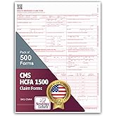 NextDayLabels CMS 1500 / HCFA 1500 Insurance Claim Forms, 500 Sheets | Laser &amp; Inkjet Compatible, New Version, 8.5" x 11", 1-Part Form, Printed Red Ink, Made in USA