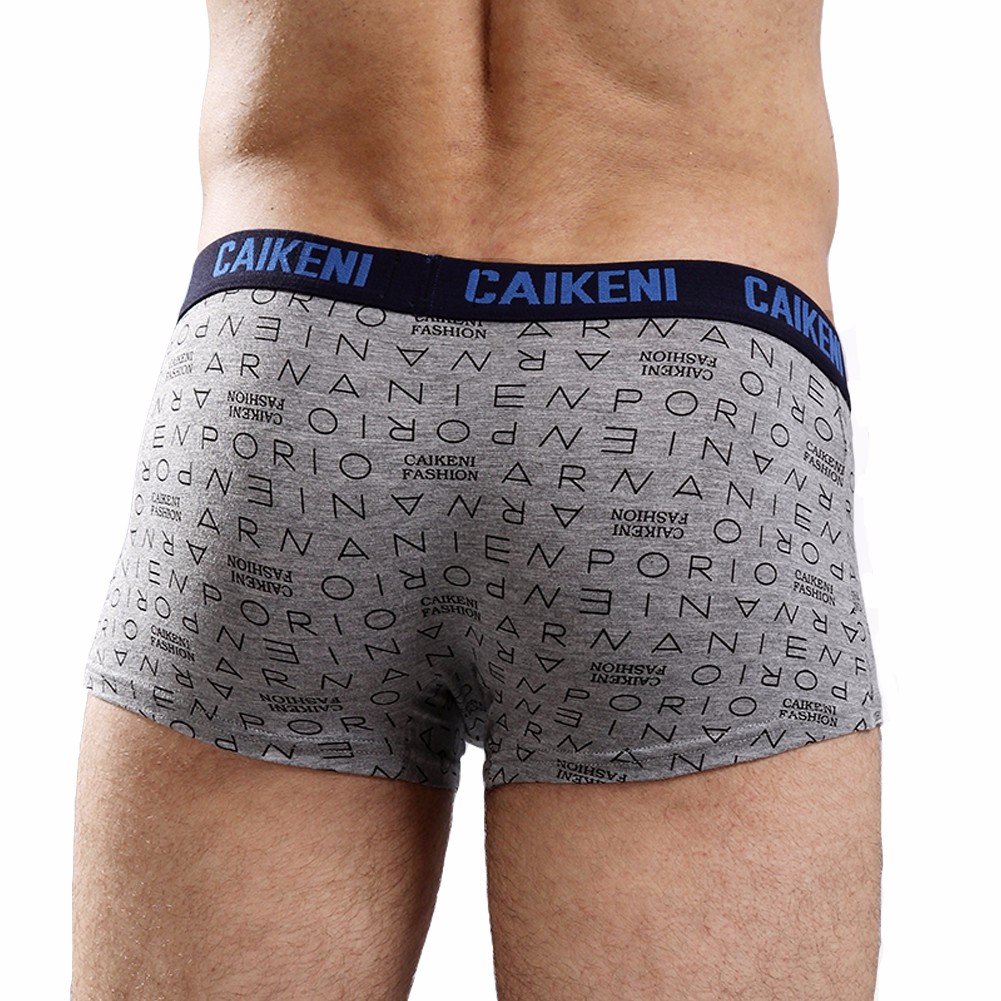 CAIKENI Men\'s Underwear Low-Rise Comfort Boxer Briefs with Fashion Letter Print