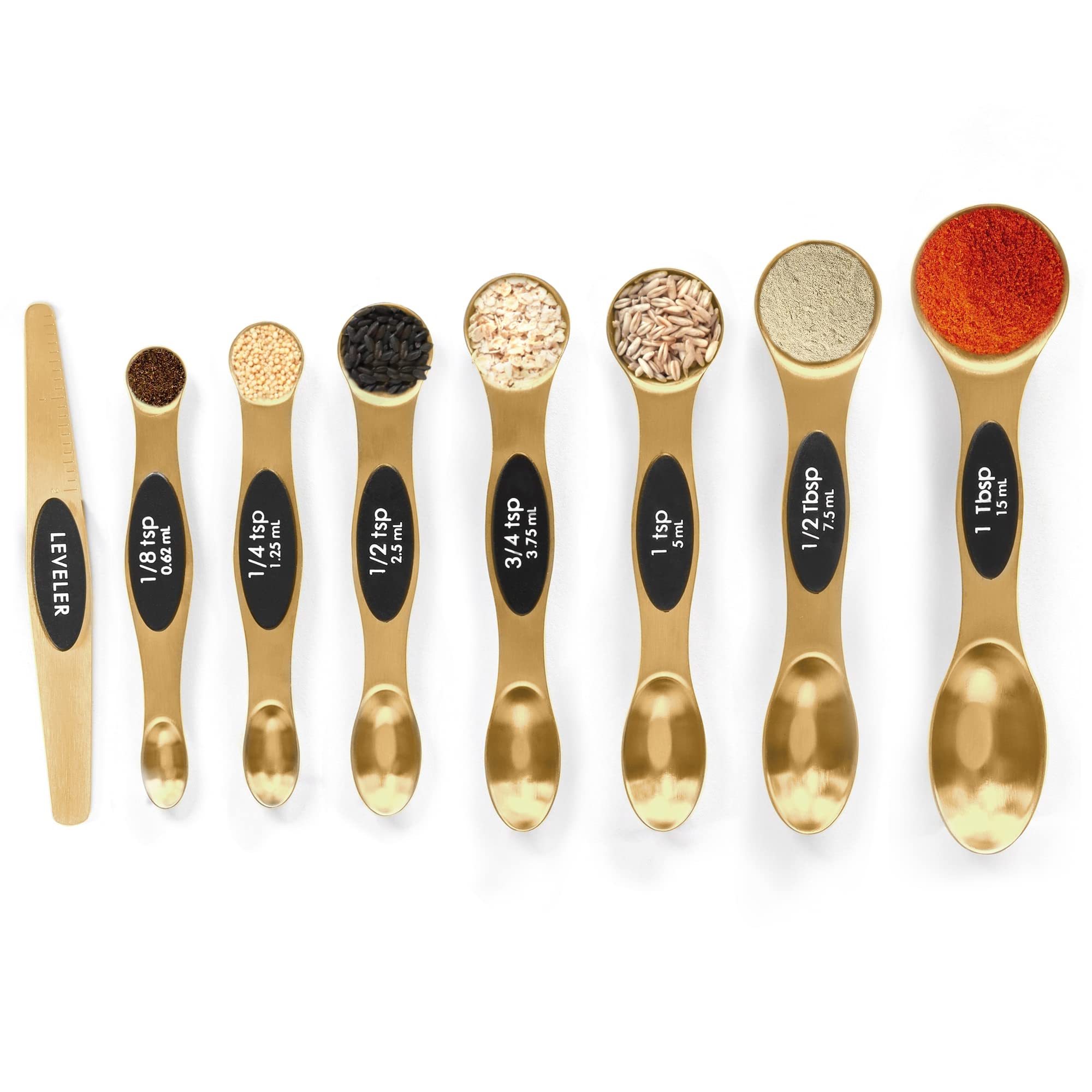 Photo 1 of Magnetic Measuring Spoons Set Stainless Steel with Leveler, Stackable Metal Tablespoon Measure Spoon for Baking, Measuring Cups and Spoon Set Kitchen Gadgets Apartment Essentials Fits in Spice Jars