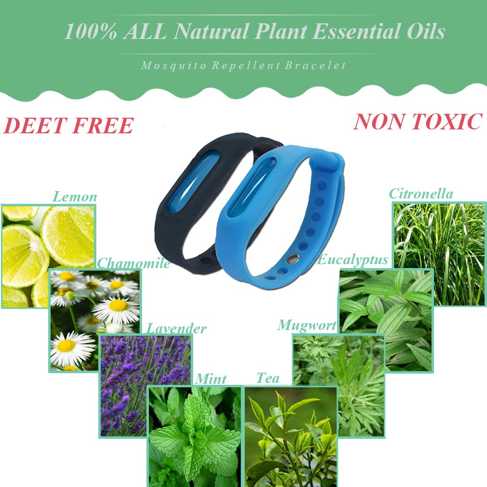 KIVETAI Mosquito Repellent Bracelet 100% All Natural Anti Mosquito Bracelet With 2 Free Essential Oils Capsules Waterproof Non Spray Deet Free 60 Days Protection for Kids, Adult and Pregnant