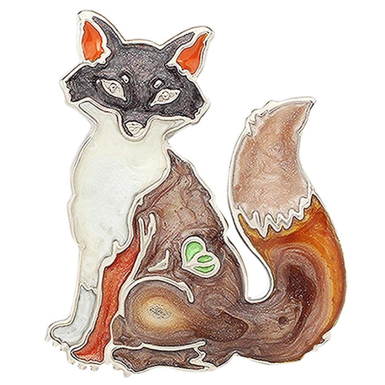 BONSNY Alloy Cartoon Fox Brooch Enamel Pins Jewellery for Women Girls Clothing Scarf Party Charms Gift (Brown)