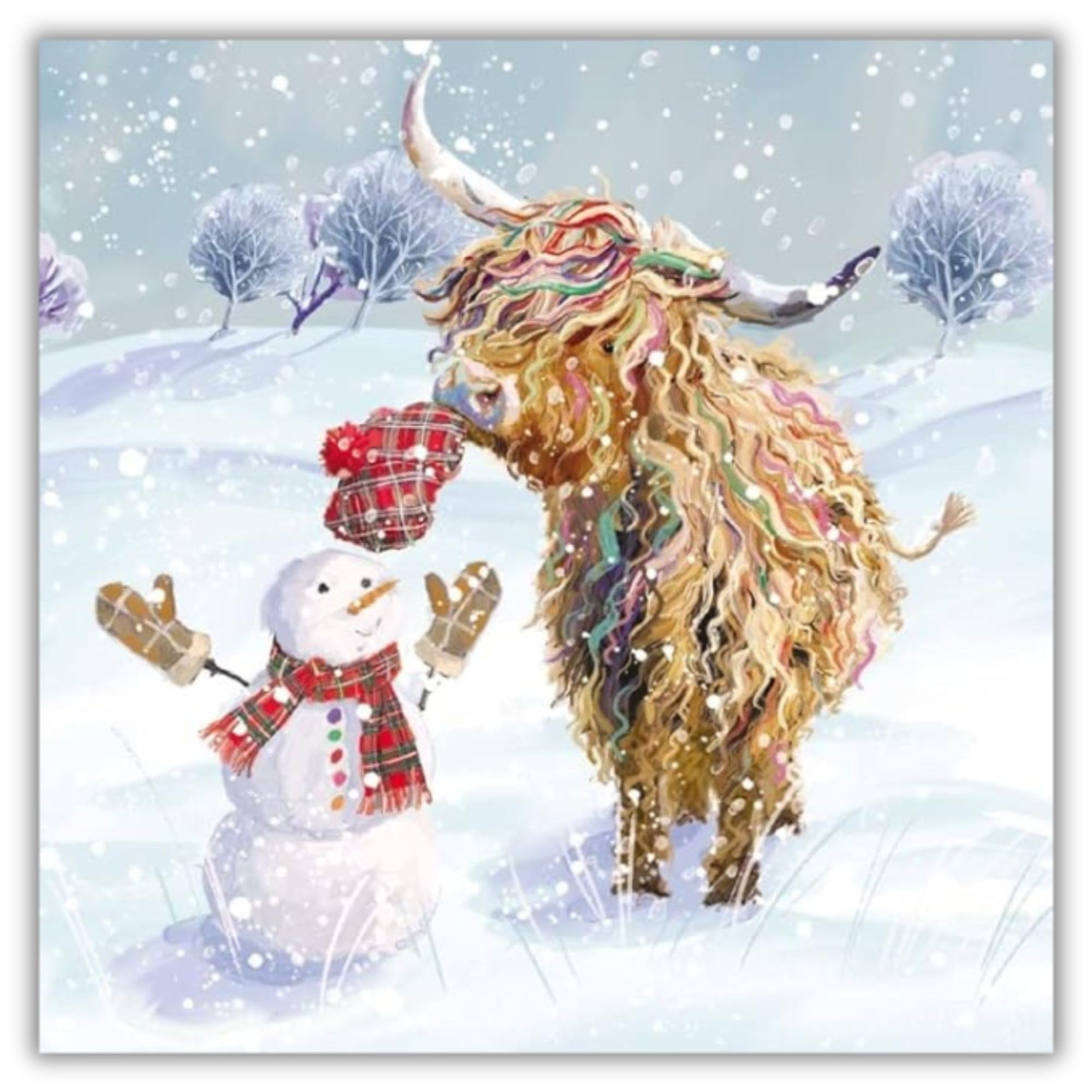 GBCC Charity Christmas Cards - Pack of 10 Premium Christmas Greeting Cards with Envelopes - Festive Highland Cow & Snowman - Eco-Friendly - Great British Card Company - Supporting UK Charities