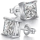 ZDaoBen 925 Sterling Silver Stud Earrings for Women & Men | Hypoallergenic Cubic Zirconia Earrings | 4MM, 5MM, 6MM, 8MM