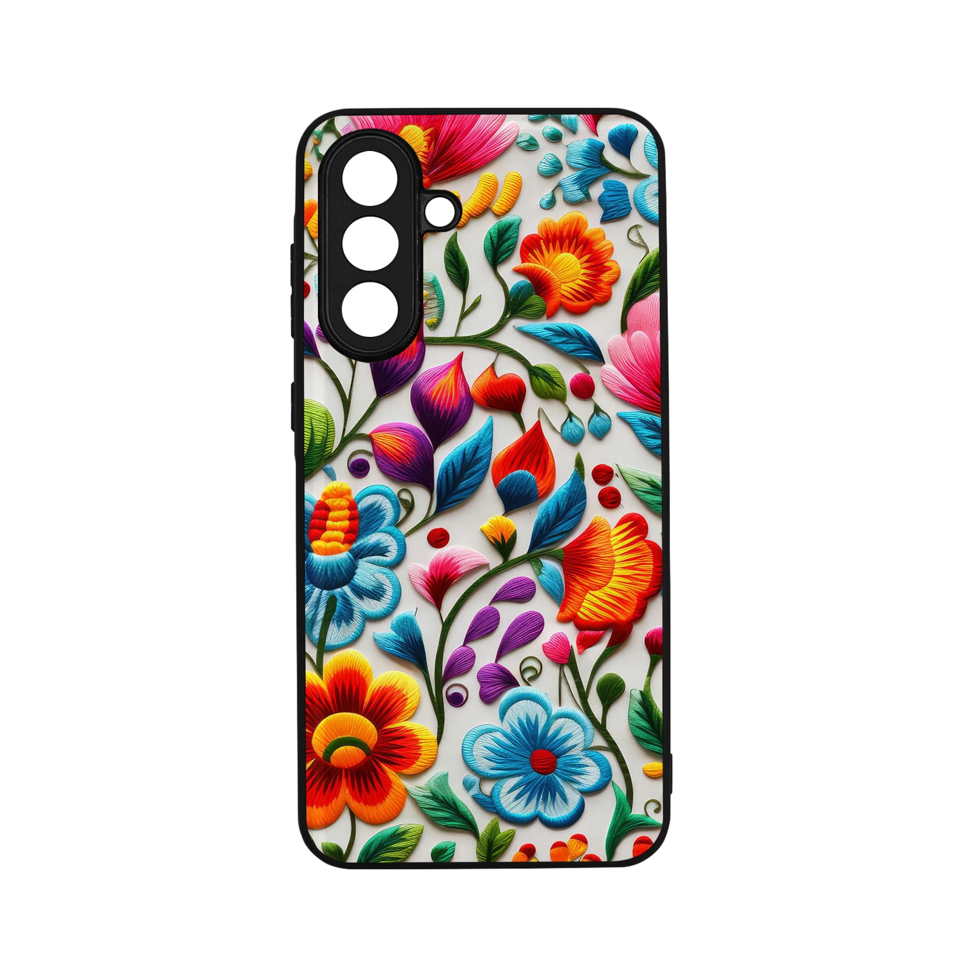 qizjio Embroidery Pattern Flower Phone Case Shockproof Protective Mexican Folk Art Phone Cover for Samsung Galaxy A36
