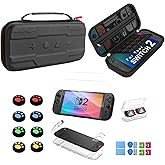 Switch 2 Accessories Bundle for Nintendo,18 in 1 Game Kit: Portable EVA Case with Switch 2 Crystals Cover kit, 2 HD Screen Protectors,8 Thumb Grips and Cardbox -Slim Hard Shell Carrying Case for Nintendo Switch 2 2025