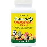 NaturesPlus Source of Life No Iron - 180 Tablets - Multivitamin &amp; Mineral Supplement with Vitamin D3 - Supports Natural Energy &amp; Well-Being - Gluten Free, Vegetarian - 60 Servings