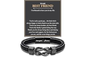FIEEFX Love You Forever Leather Bracelet Gifts for Men Him Teen Boys, To My Brother Son Grandson Nephew Friend Dad Husband Christmas Birthday Valentines Fathers Day Graduation Back to School Gifts