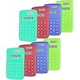 Basic Calculator, BESTWYA Calculators for Classroom with 8 Digit Silicone Button (4 Colors, Set of 8)