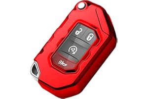 Tukellen for Jeep Key Fob Cover Premium Soft Full Protection Key Shell Key Case Compatible with Jeep 2020 2021 Gladiator JT Sahara JLU 2018-2021 Jeep Wrangler JL JLU Rubicon(Red)